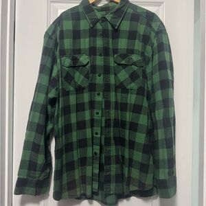 Old Navy Men’s Green Black Plaid Button Down Shirt XL